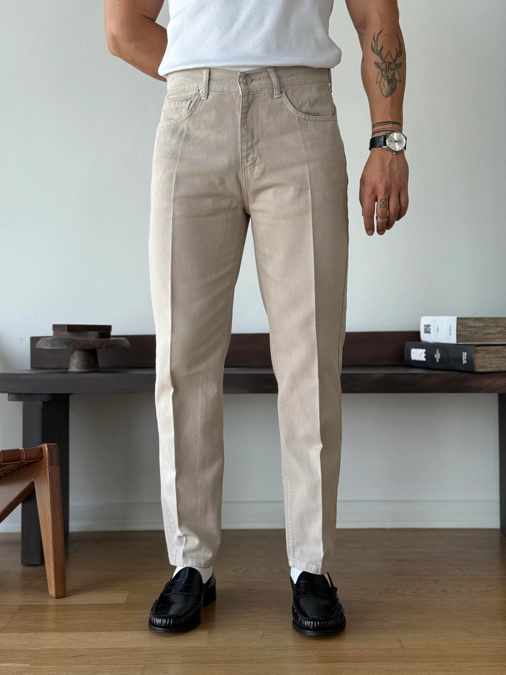 Creased Denim Trousers