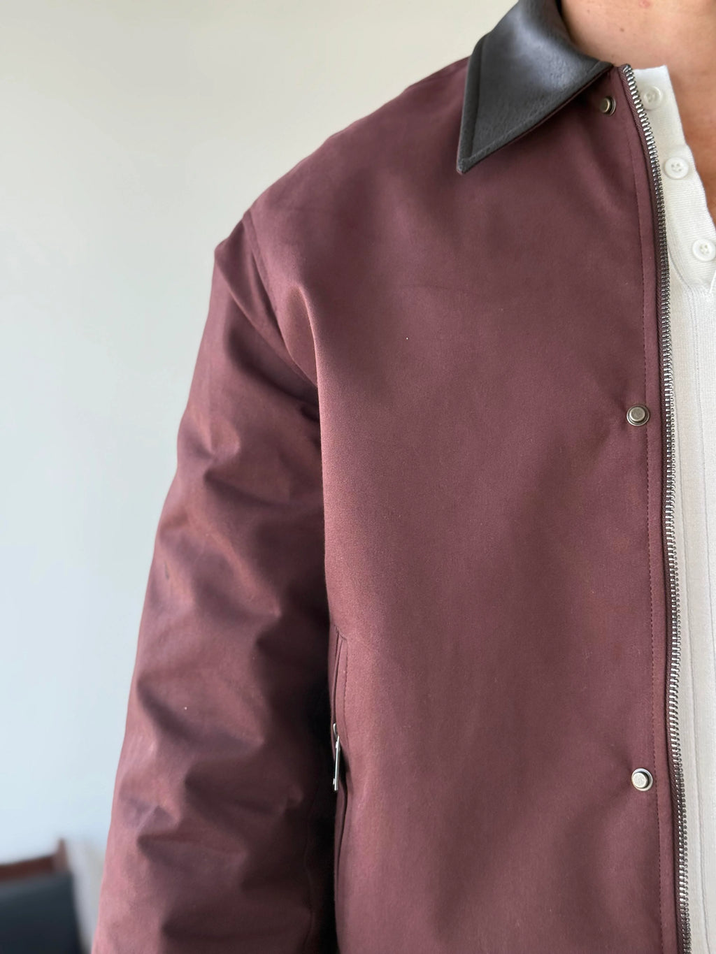 Leather-Collar Blouson