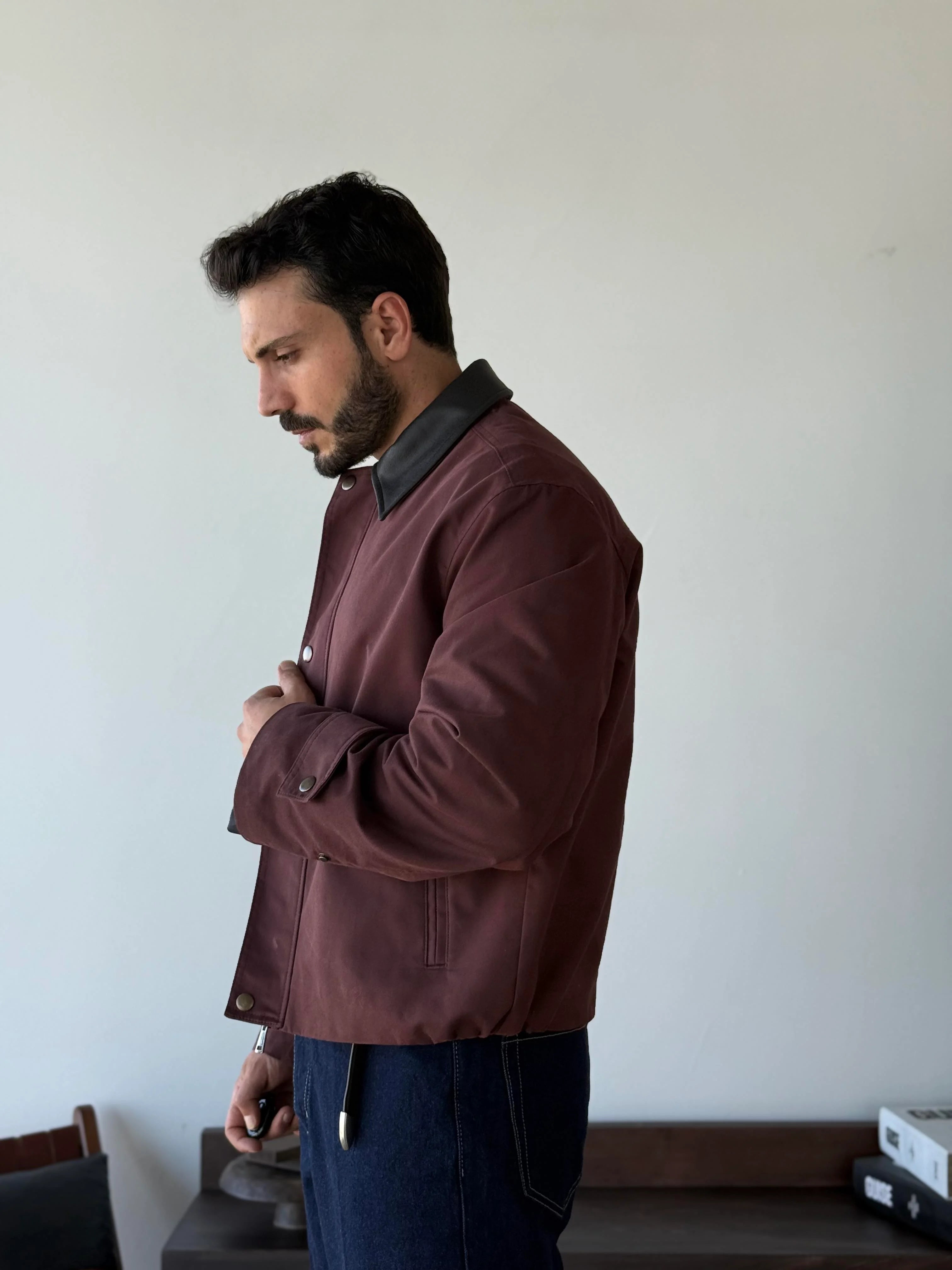 Leather-Collar Blouson