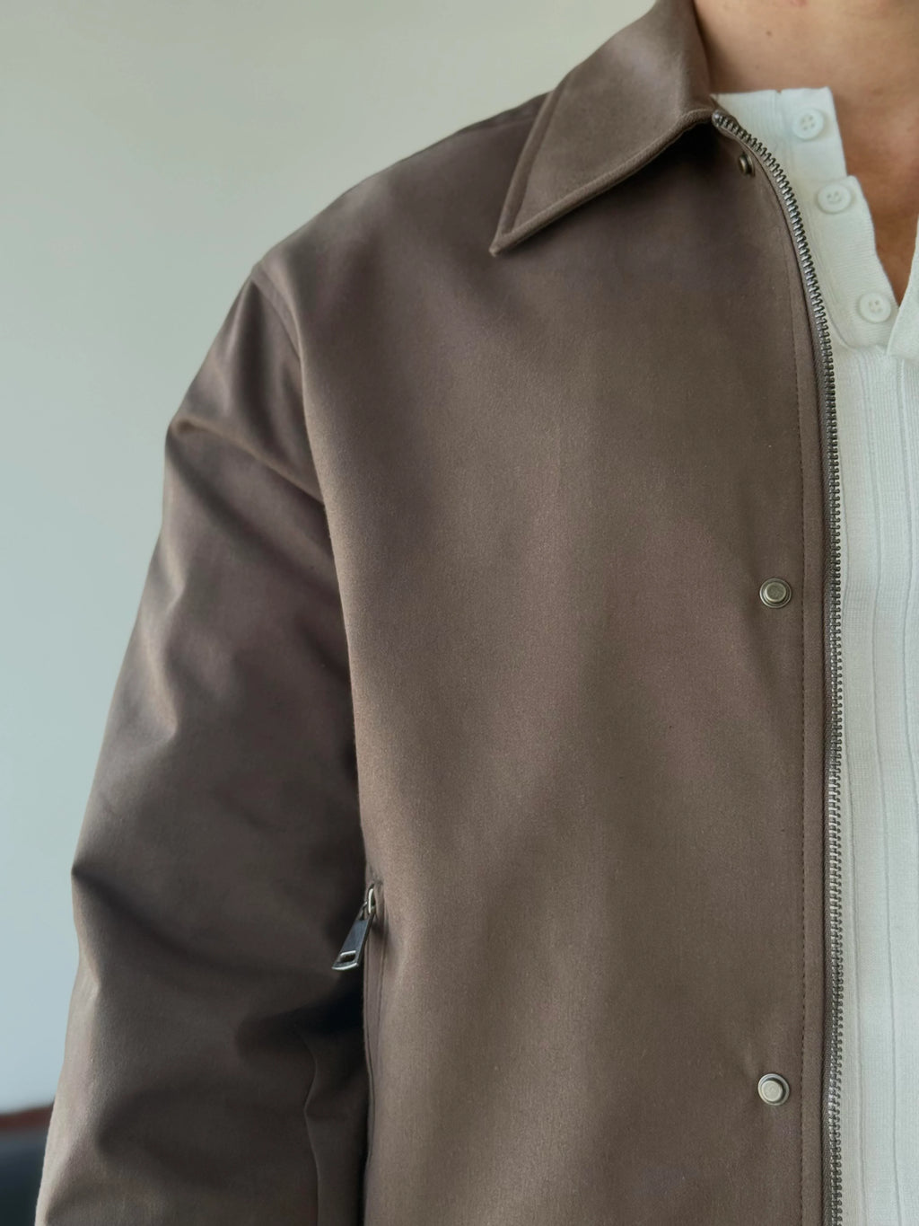 Leather-Collar Blouson