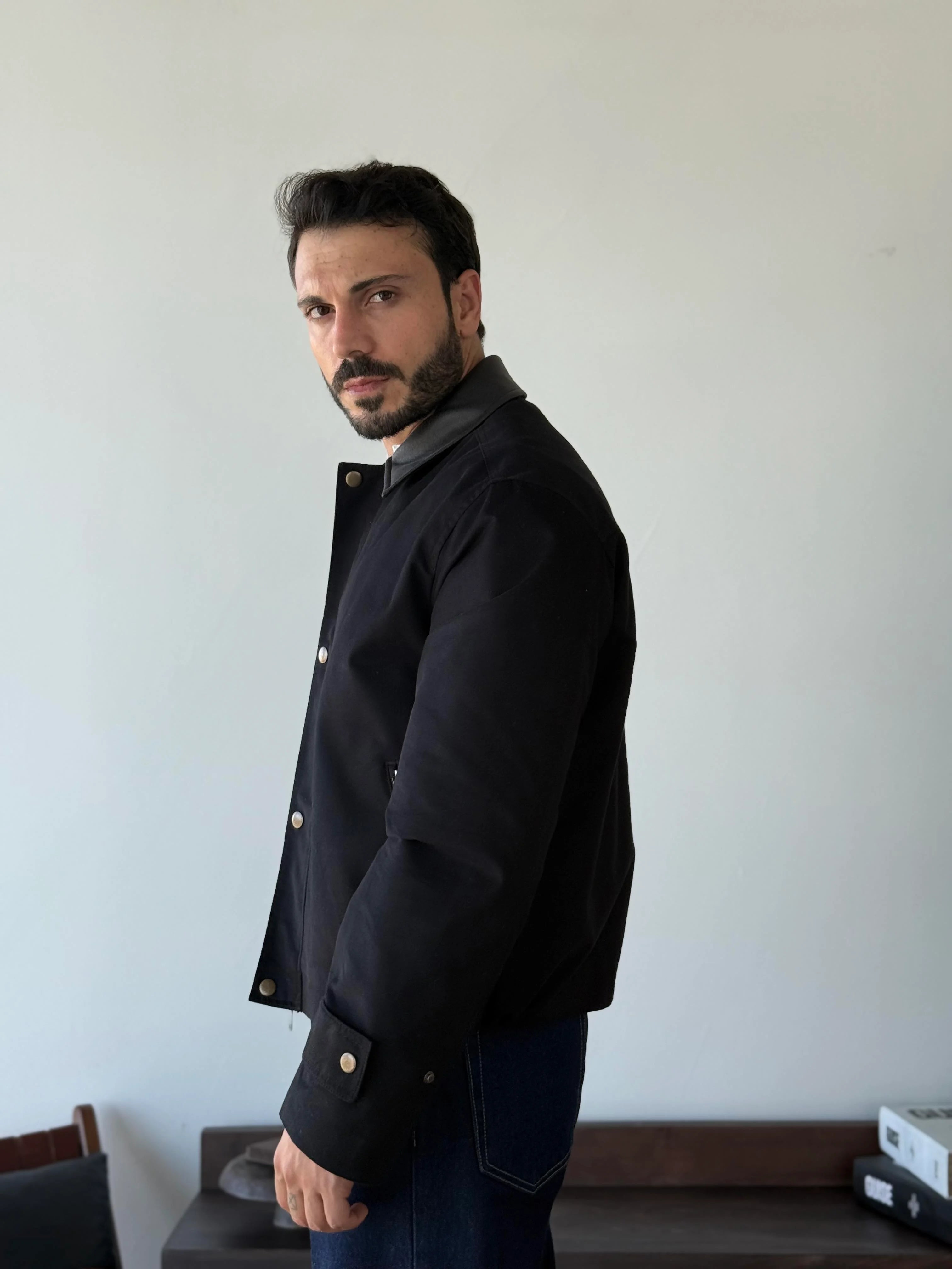 Leather-Collar Blouson