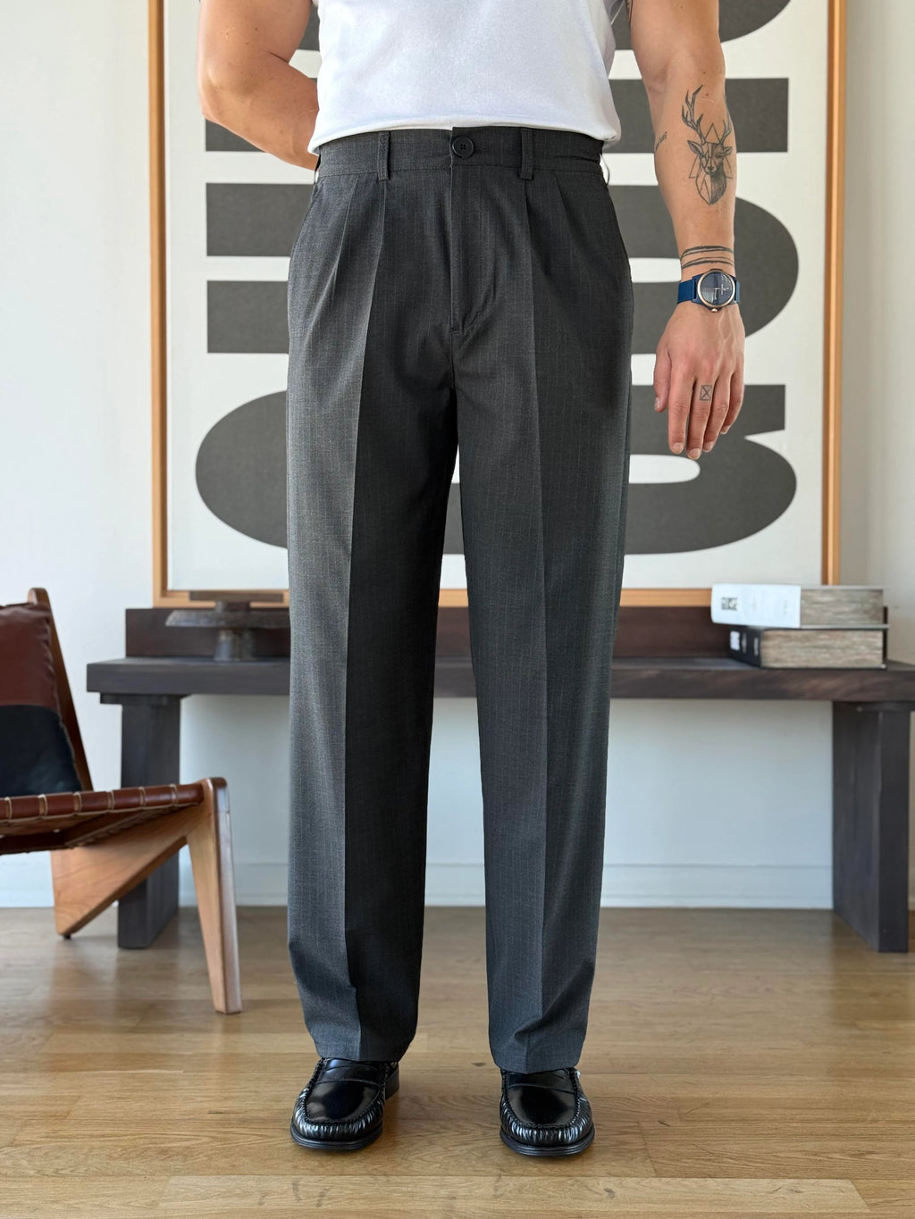 Pinstripe Tapered Trouser