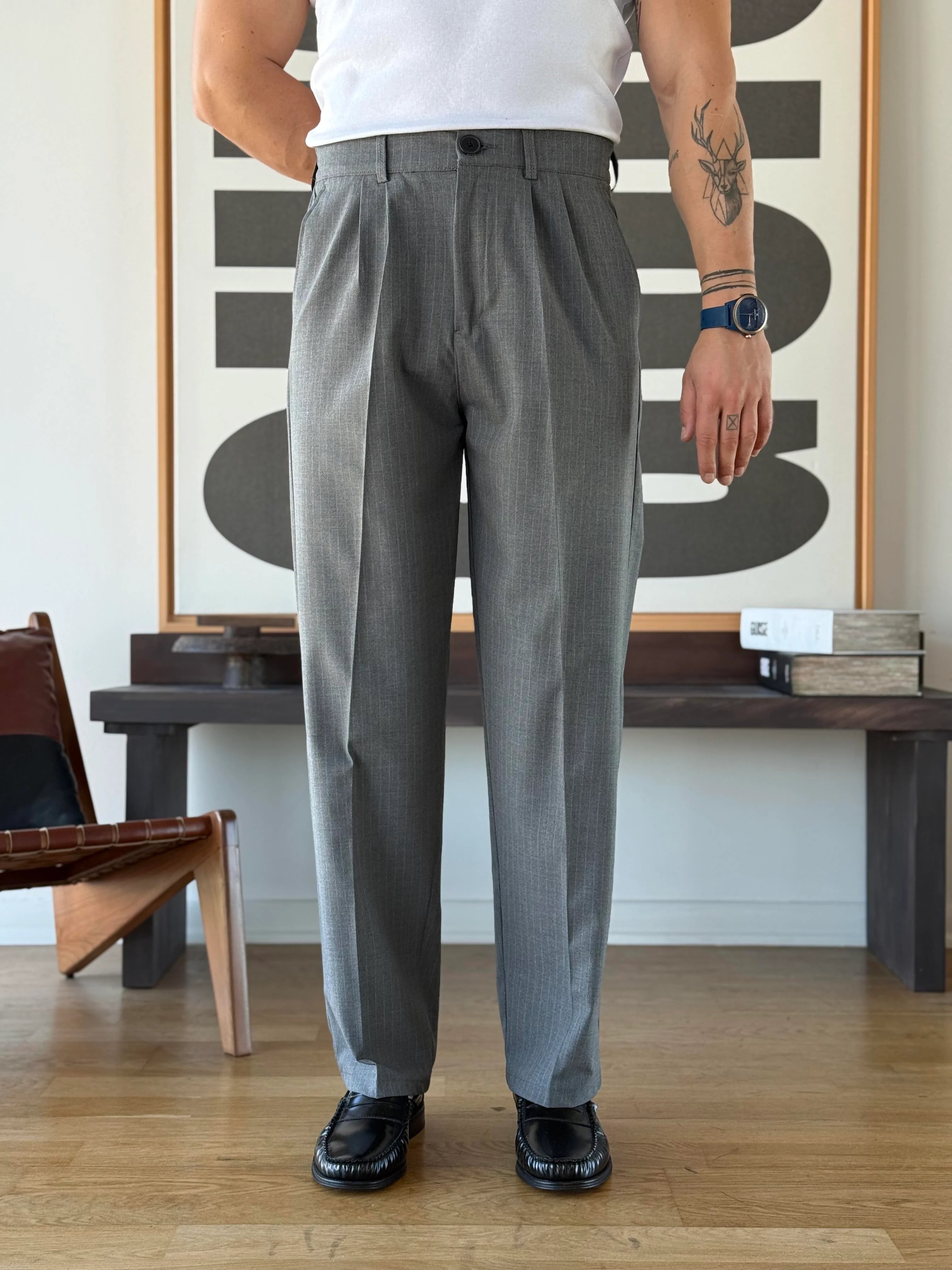 Pinstripe Tapered Trouser