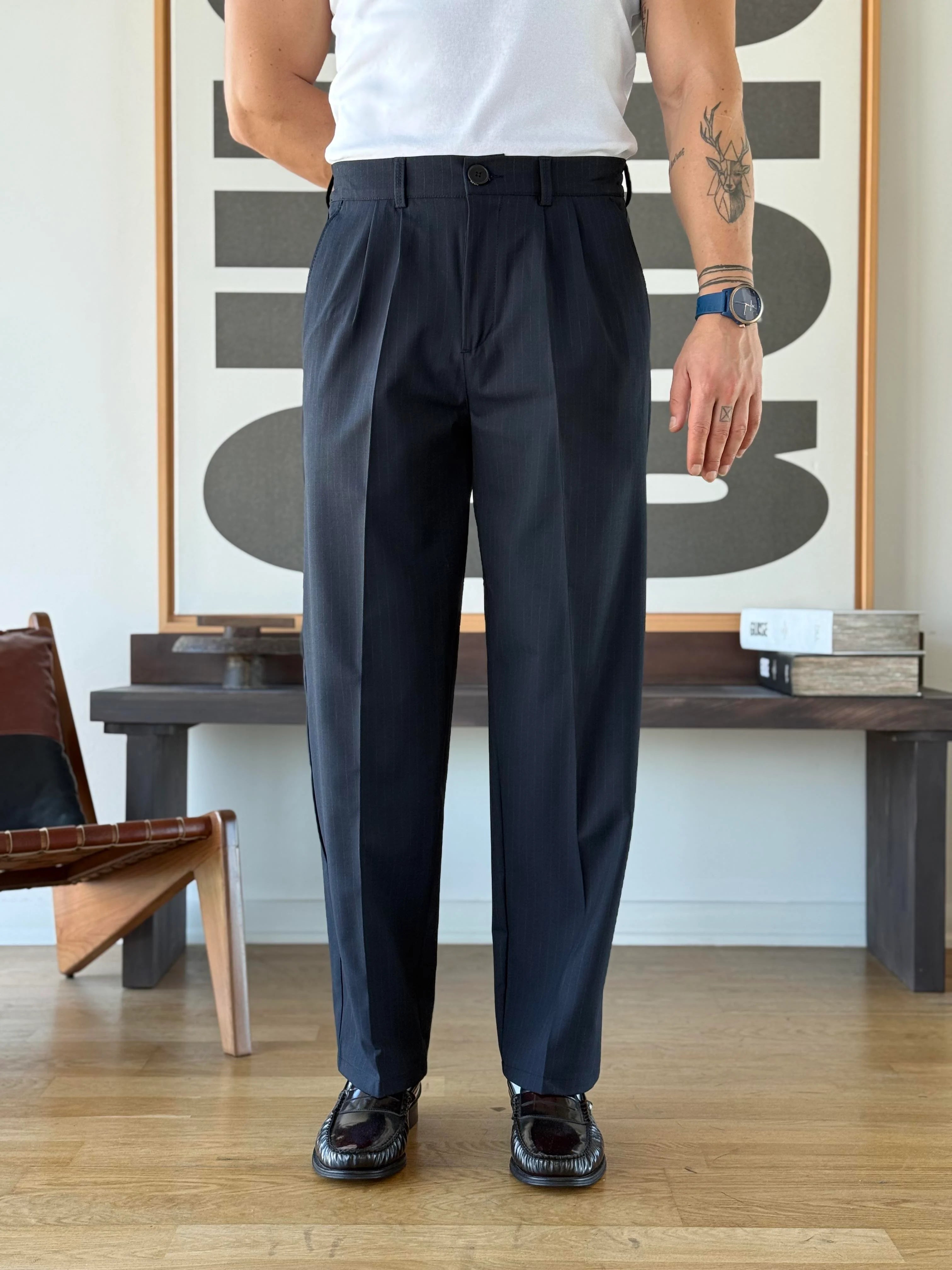 Pinstripe Tapered Trouser