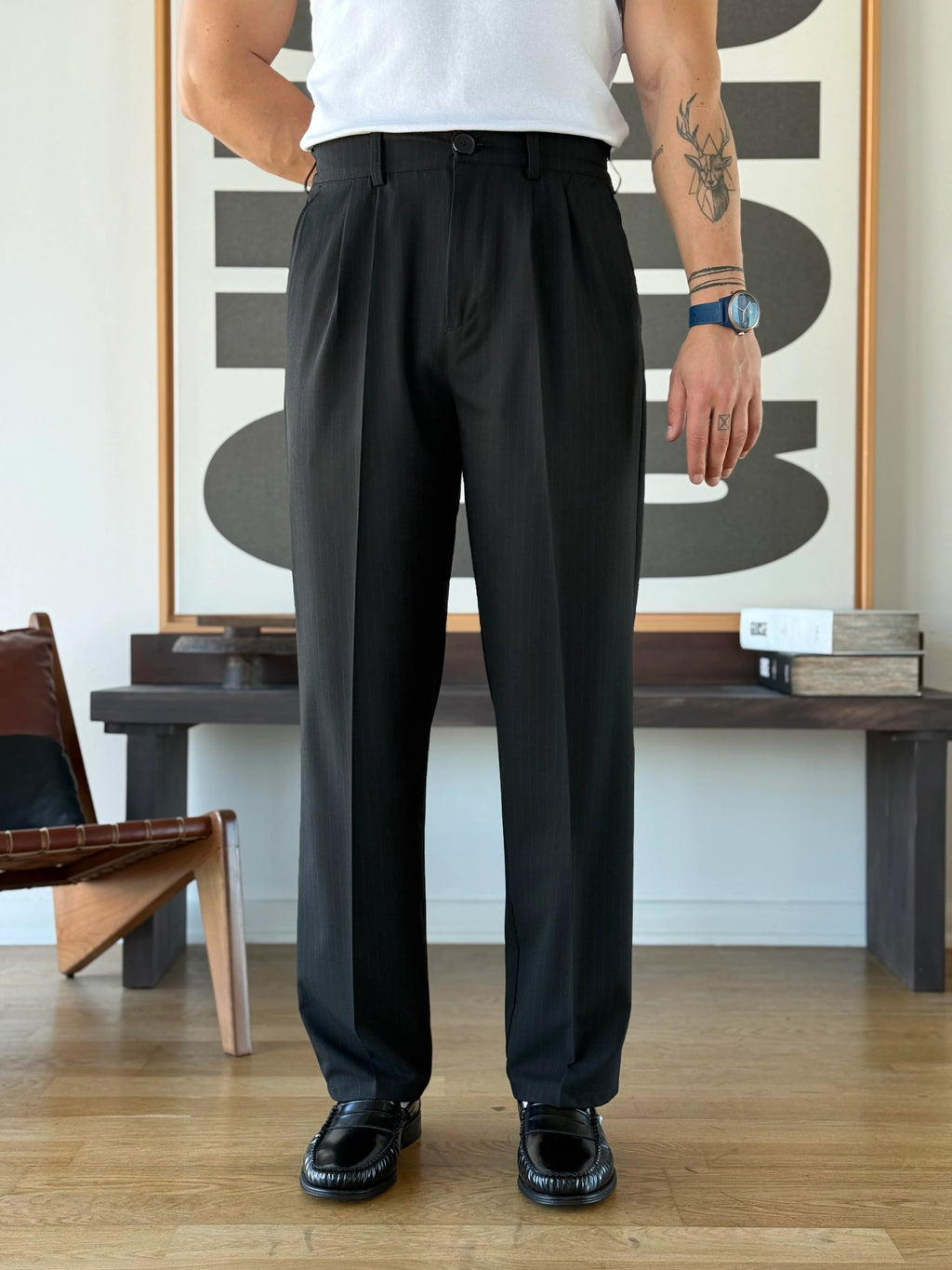 Pinstripe Tapered Trouser