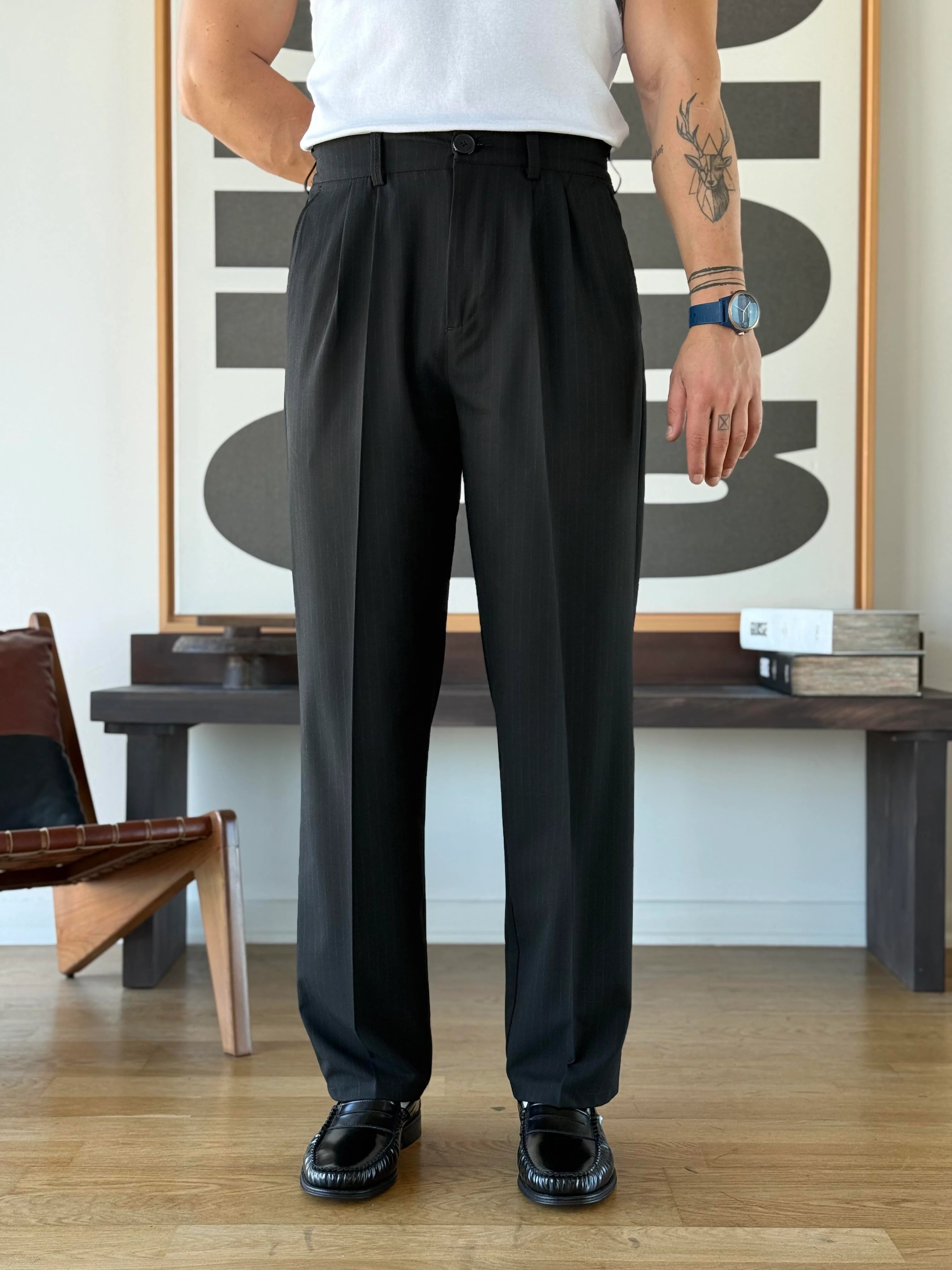 Pinstripe Tapered Trouser