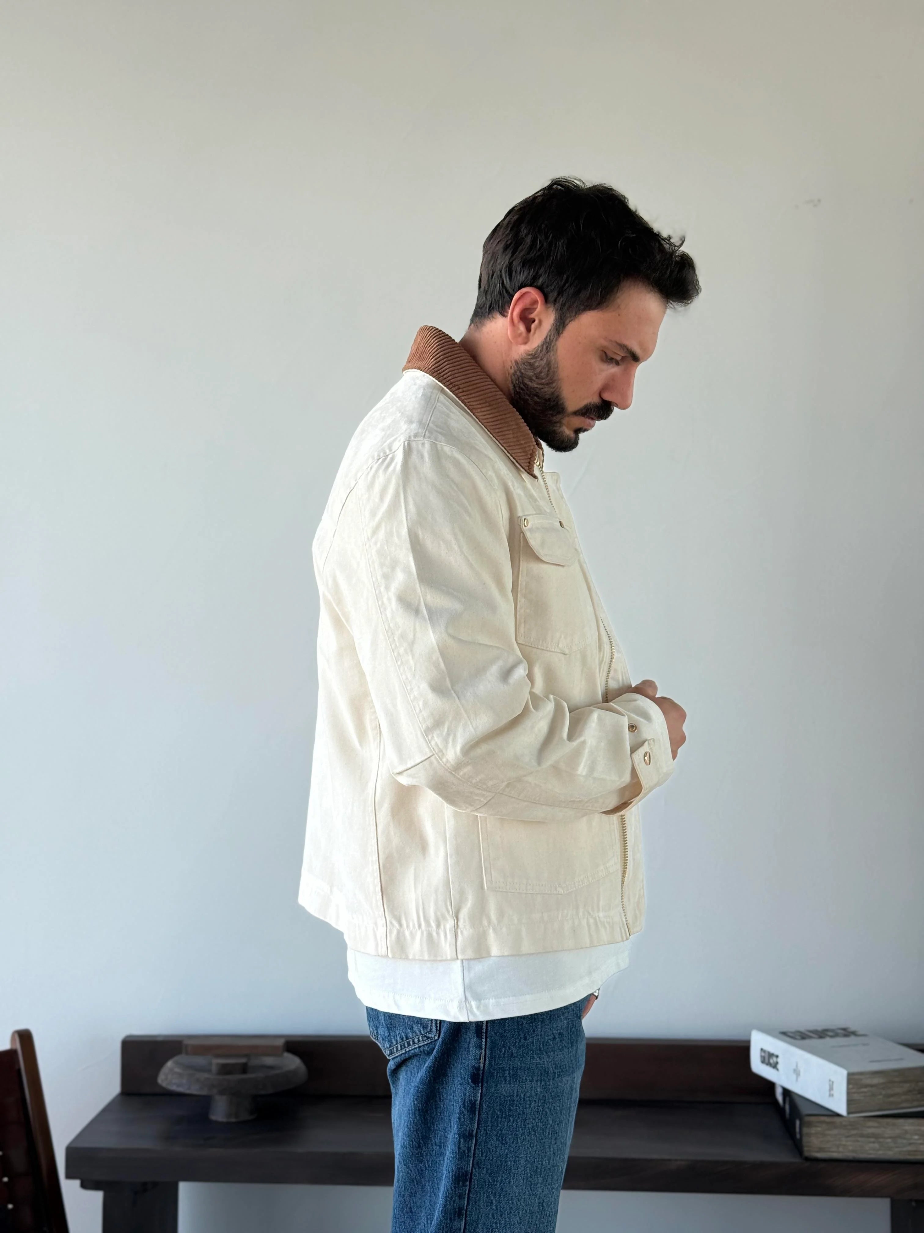 Contrast Collar Worker Jacket