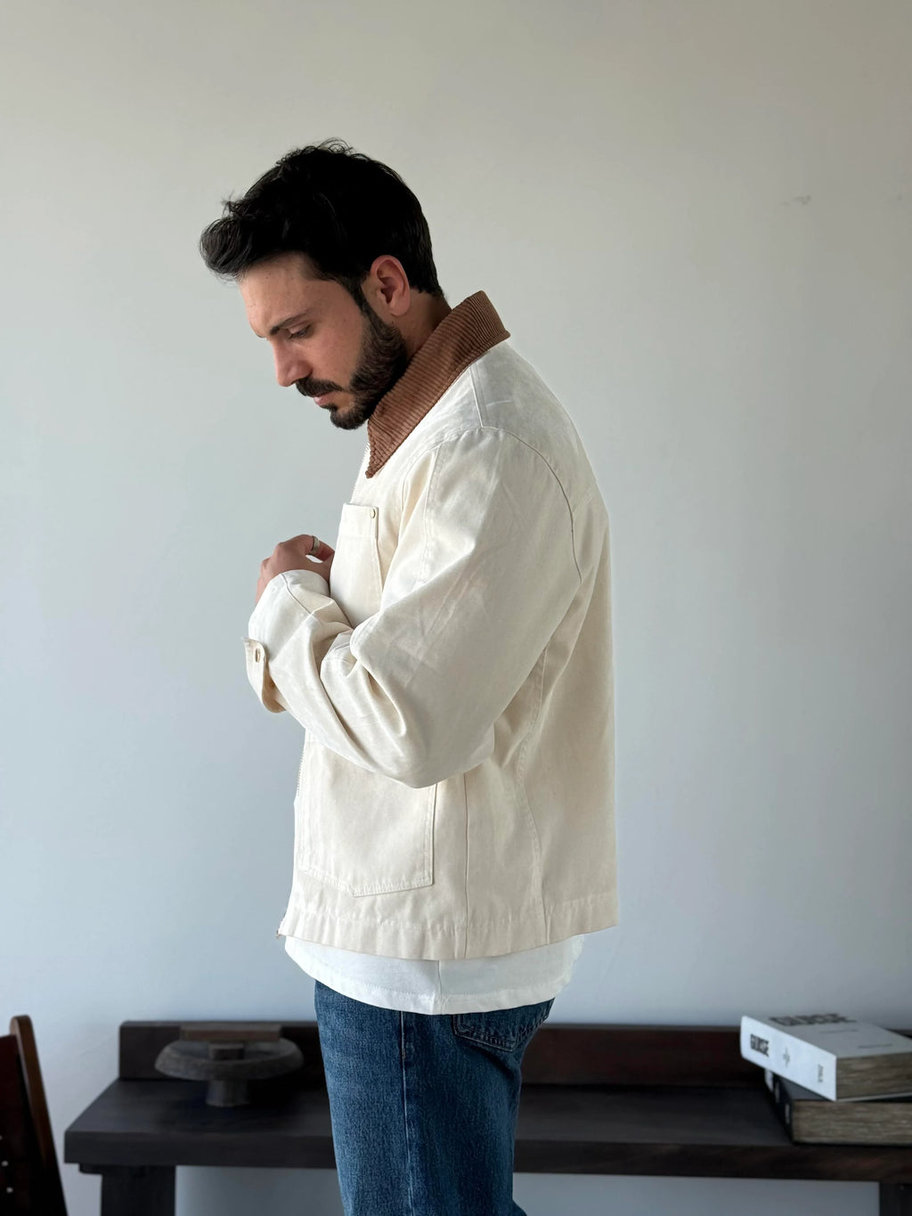 Contrast Collar Worker Jacket