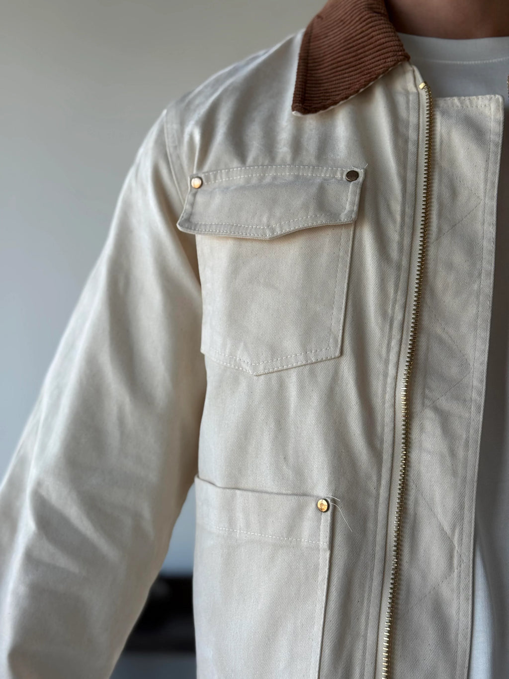 Contrast Collar Worker Jacket