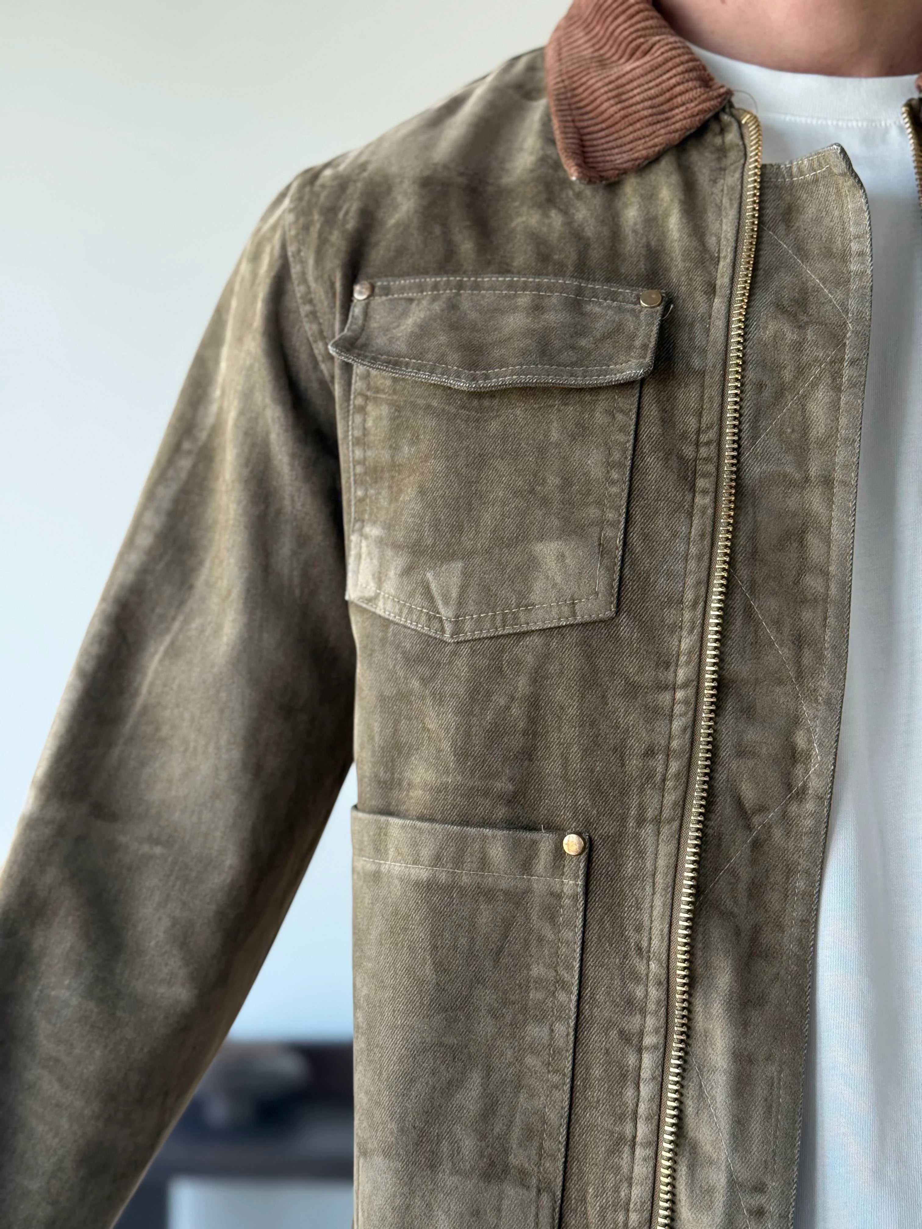 Contrast Collar Worker Jacket