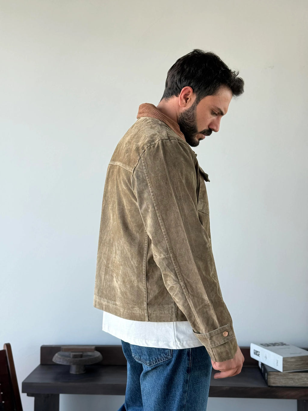 Contrast Collar Worker Jacket