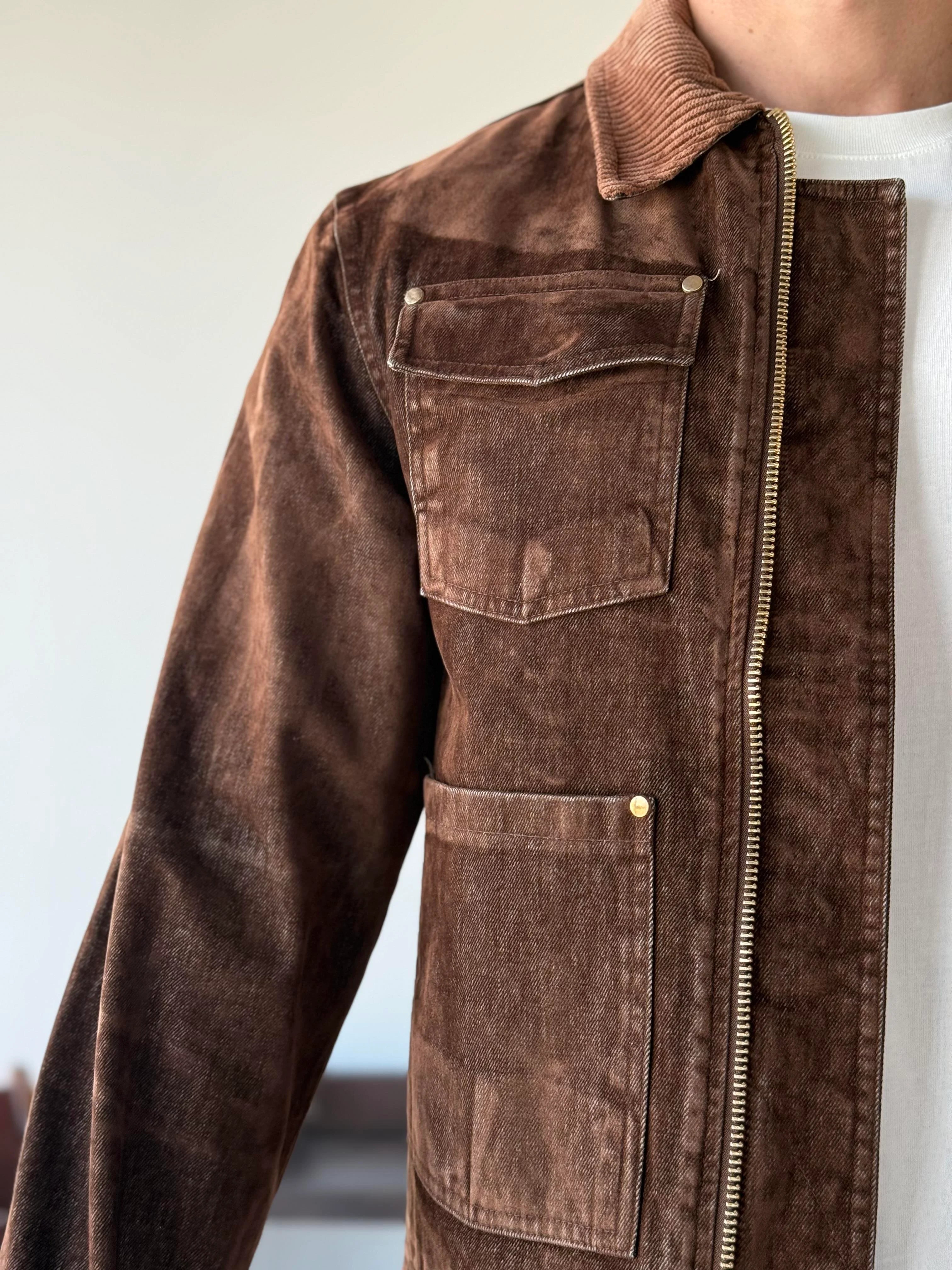 Contrast Collar Worker Jacket