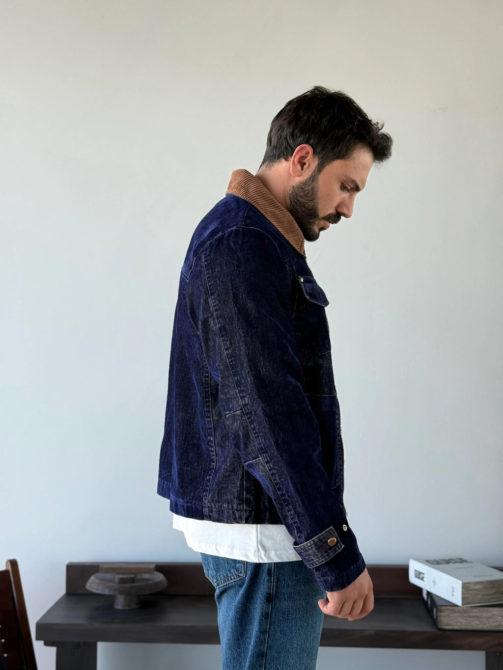 Contrast Collar Worker Jacket