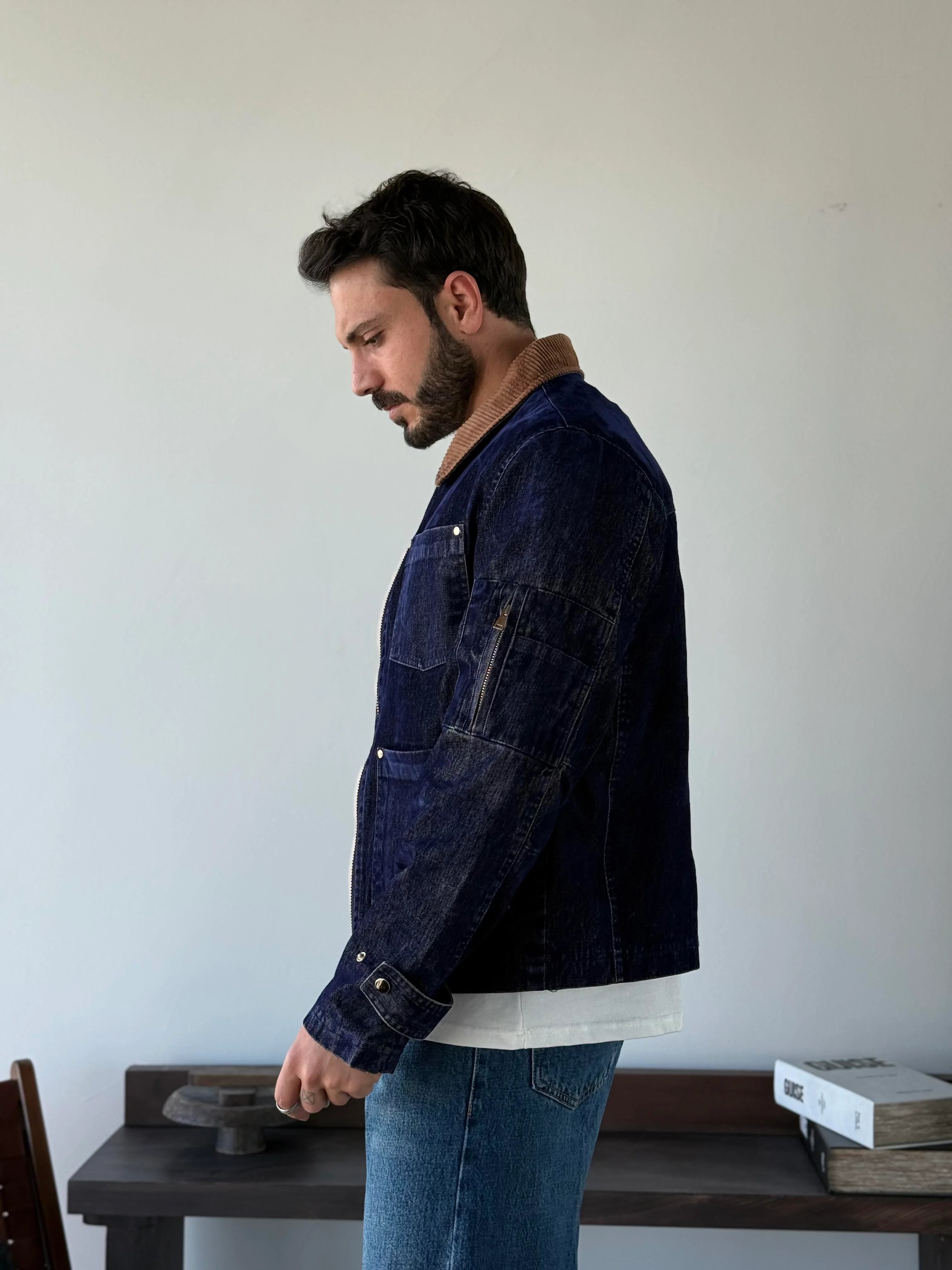 Contrast Collar Worker Jacket