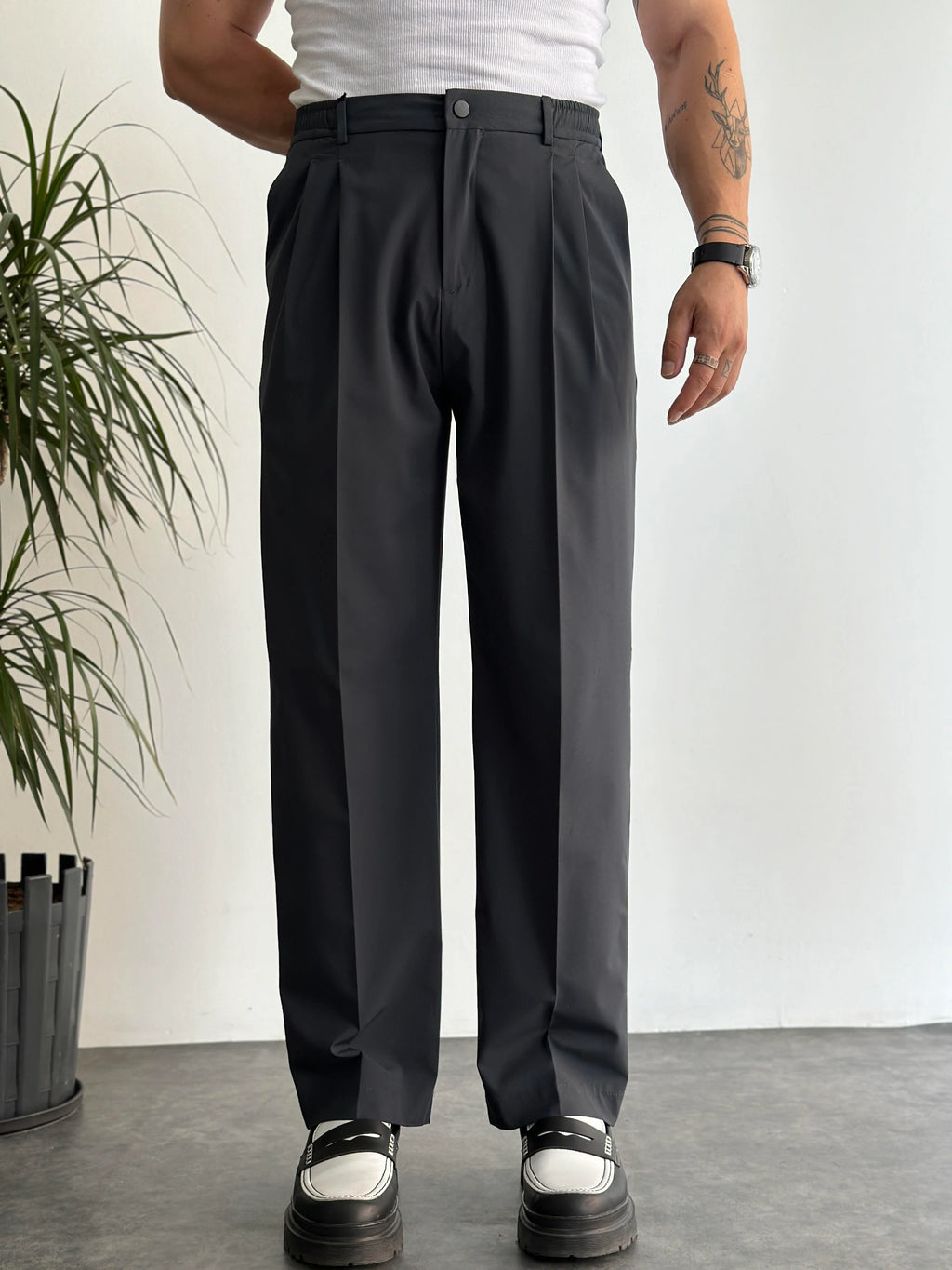 Comfort-Waist Pleated Trousers