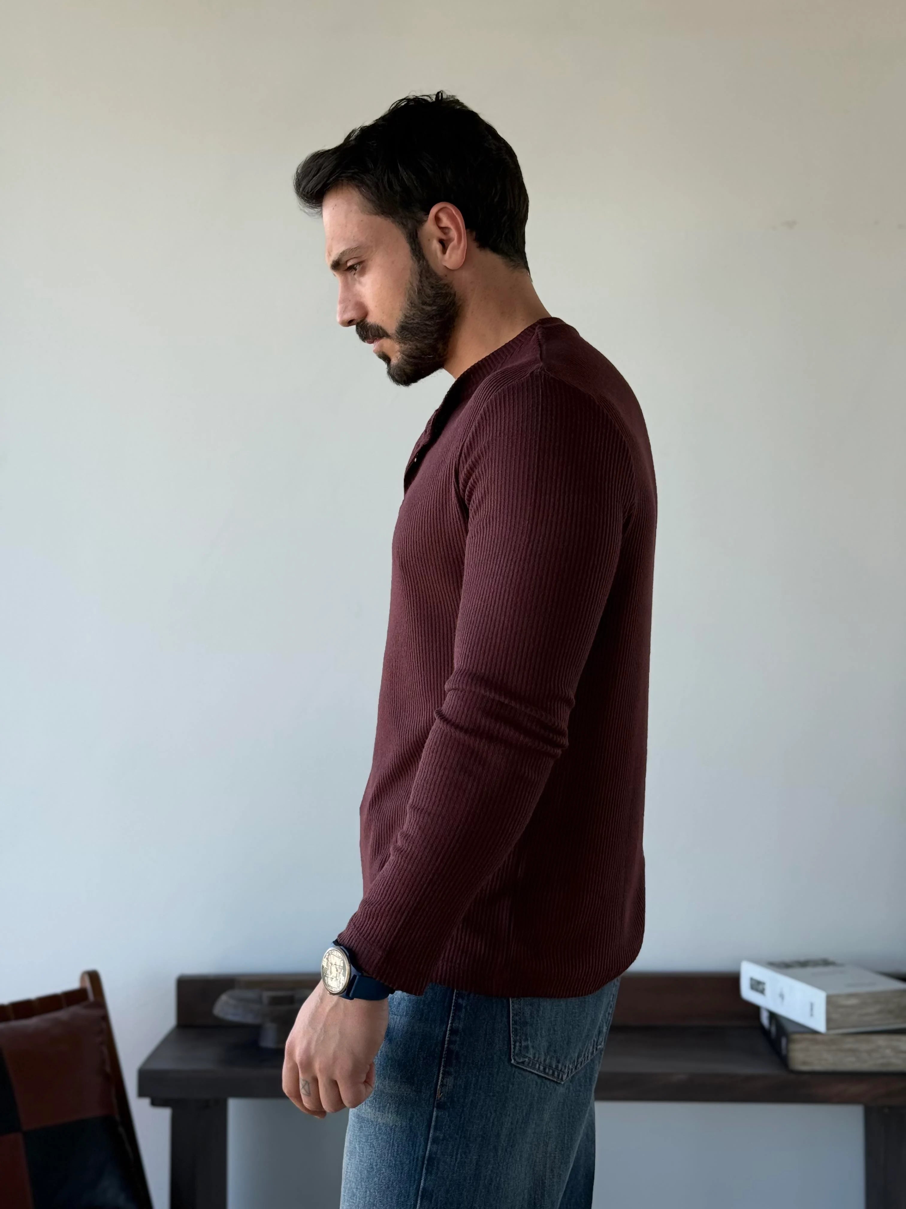 Ravon Ribbed Henley Knit