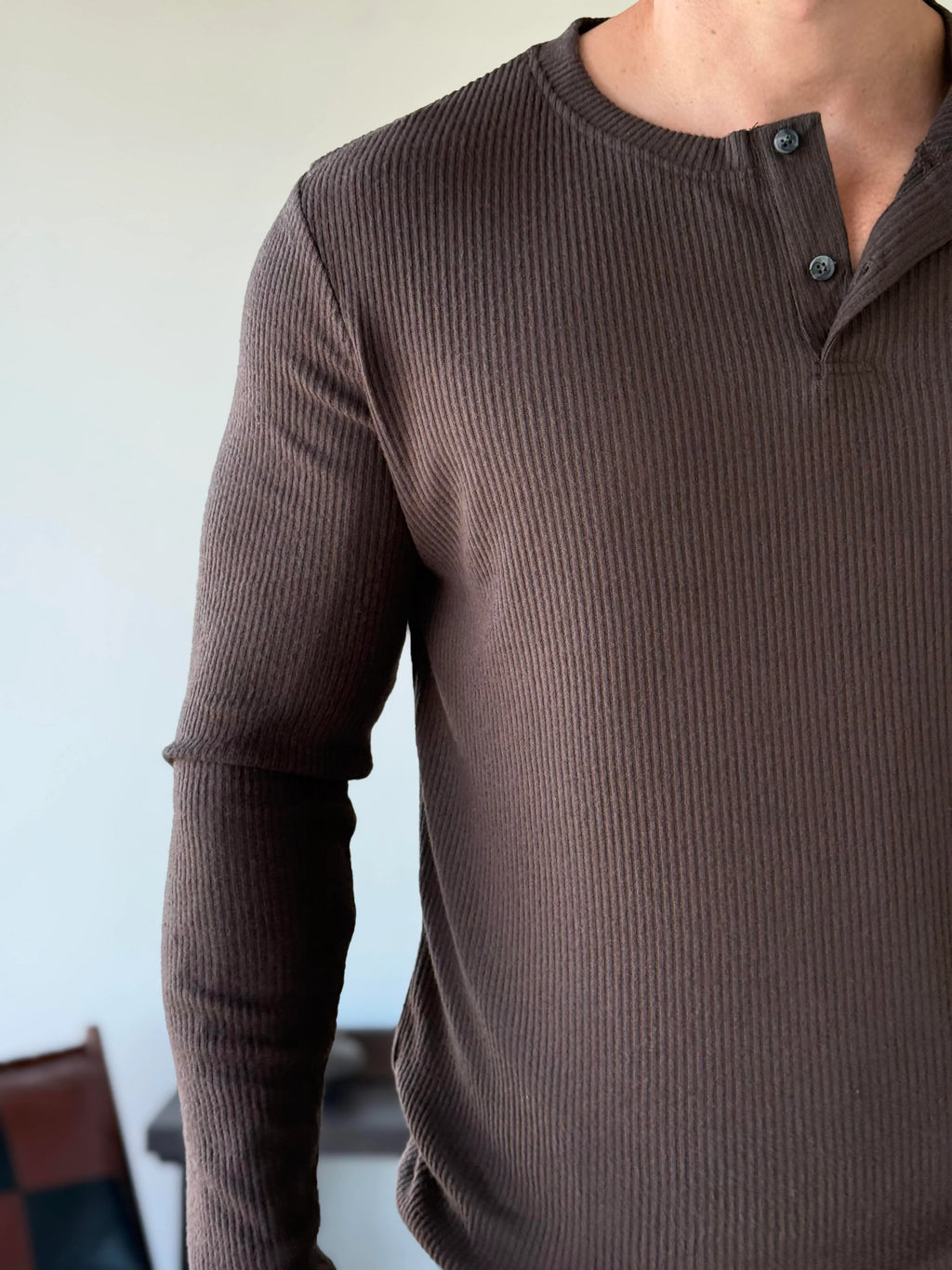 Ravon Ribbed Henley Knit