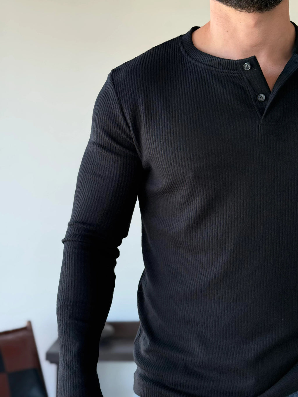 Ravon Ribbed Henley Knit