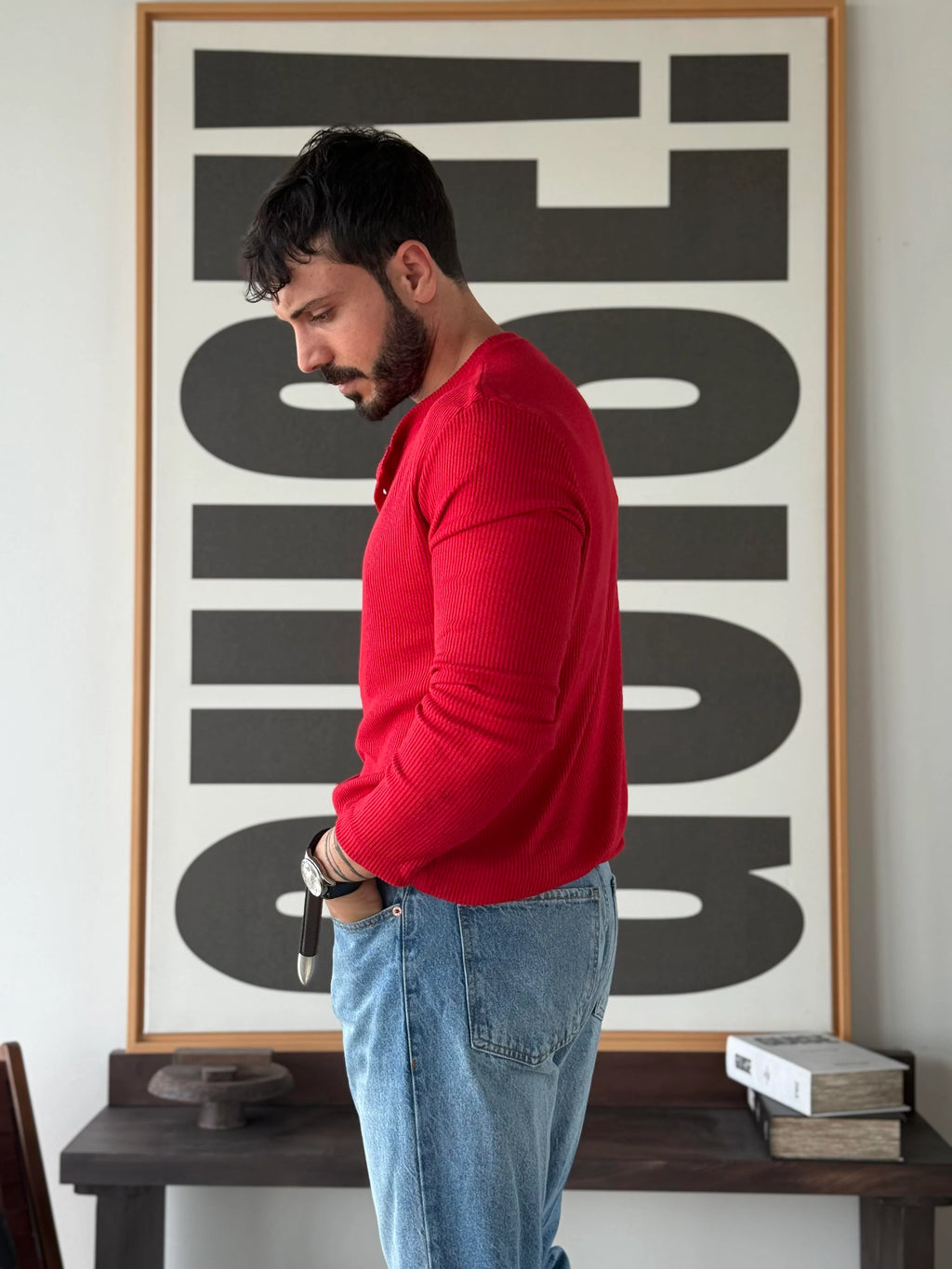 Ravon Ribbed Henley Knit