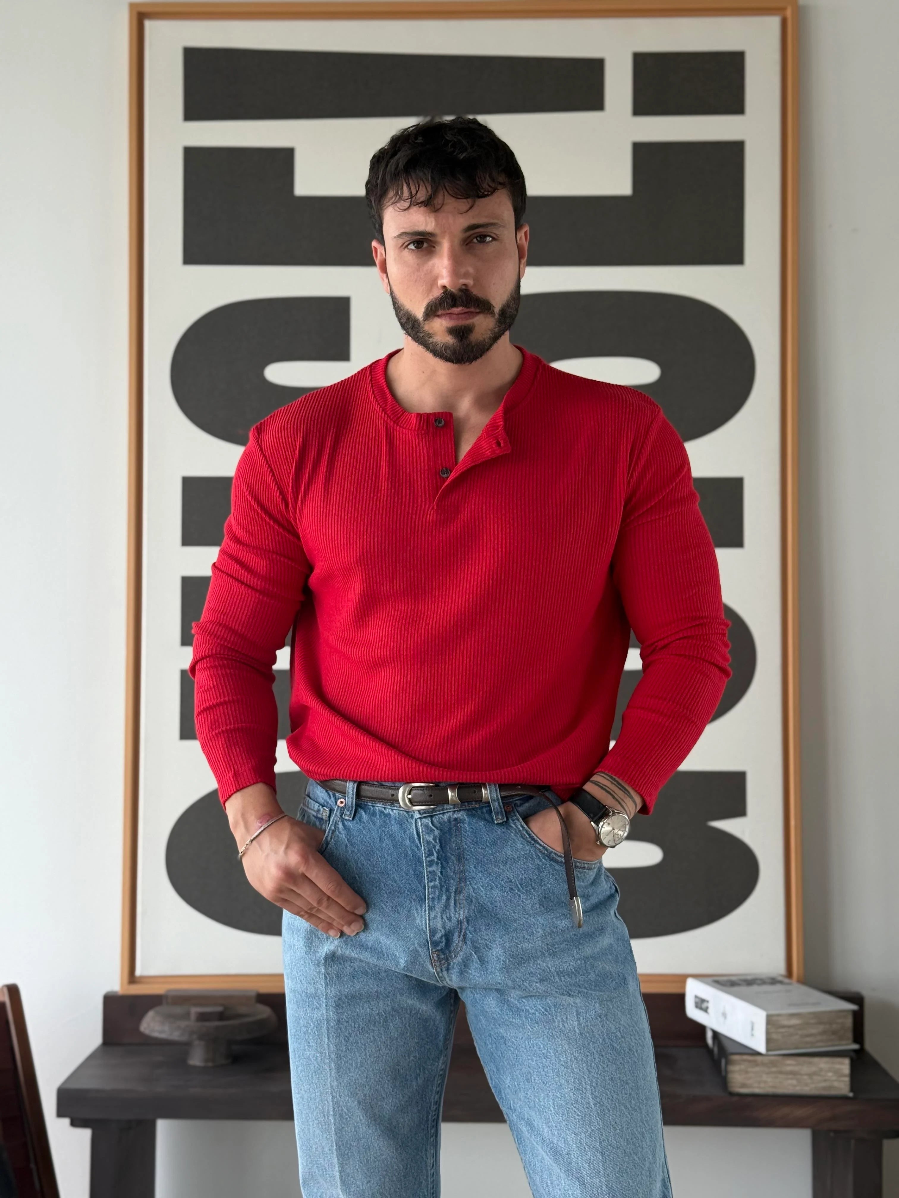 Ravon Ribbed Henley Knit