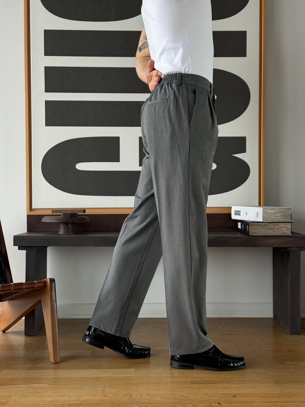 Tapered Wide Leg Trousers