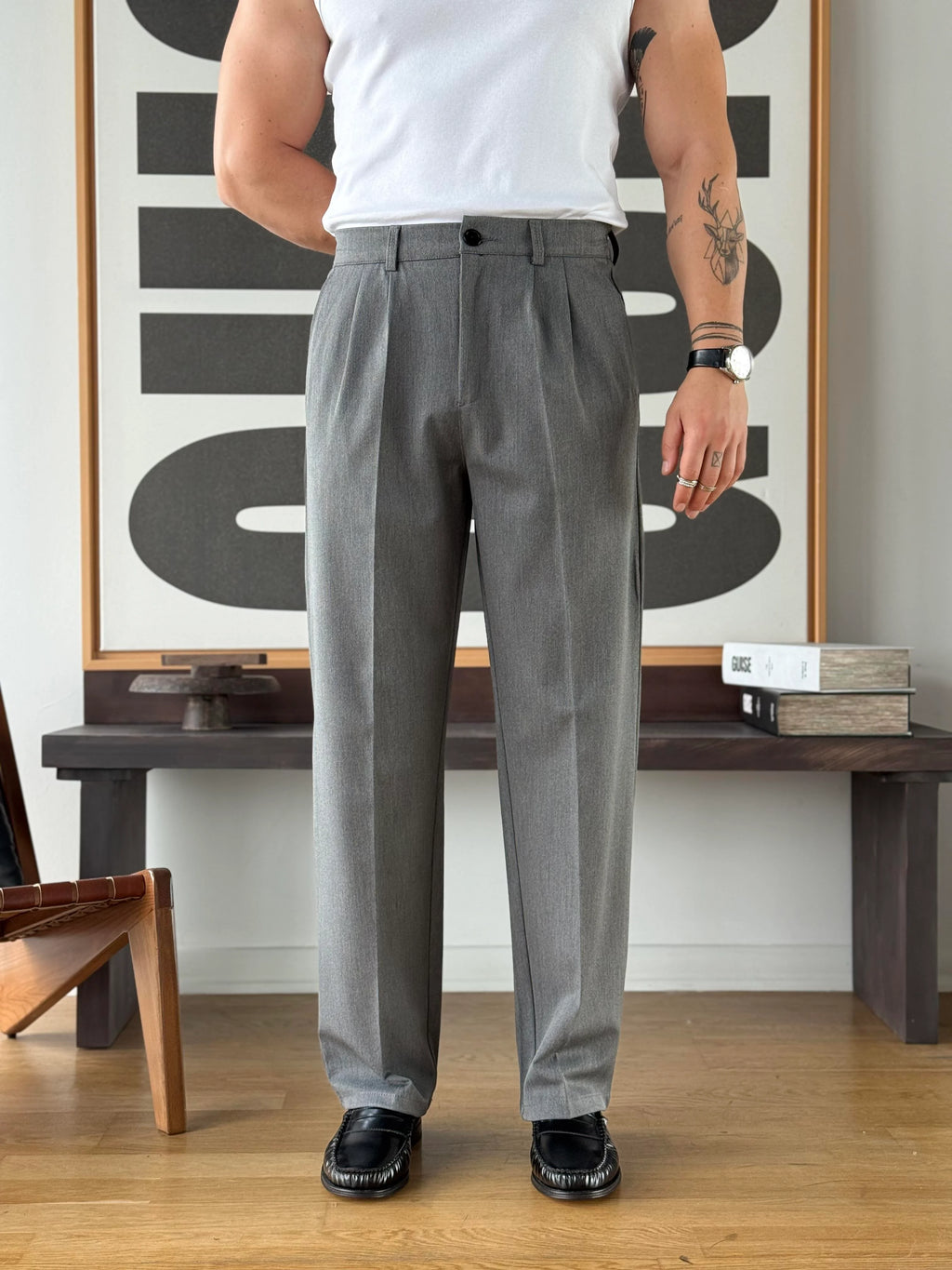 Tapered Wide Leg Trousers