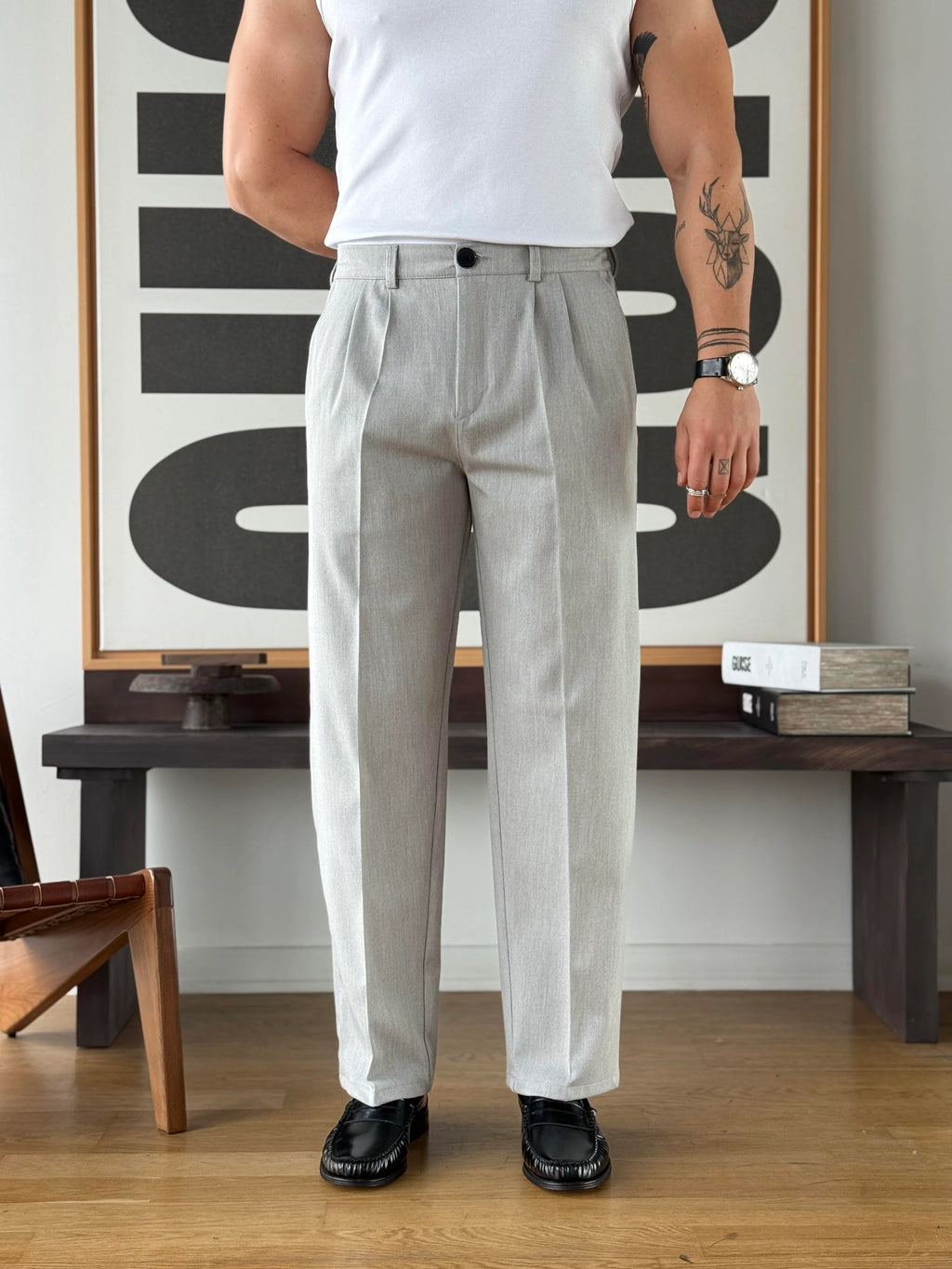 Tapered Wide Leg Trousers