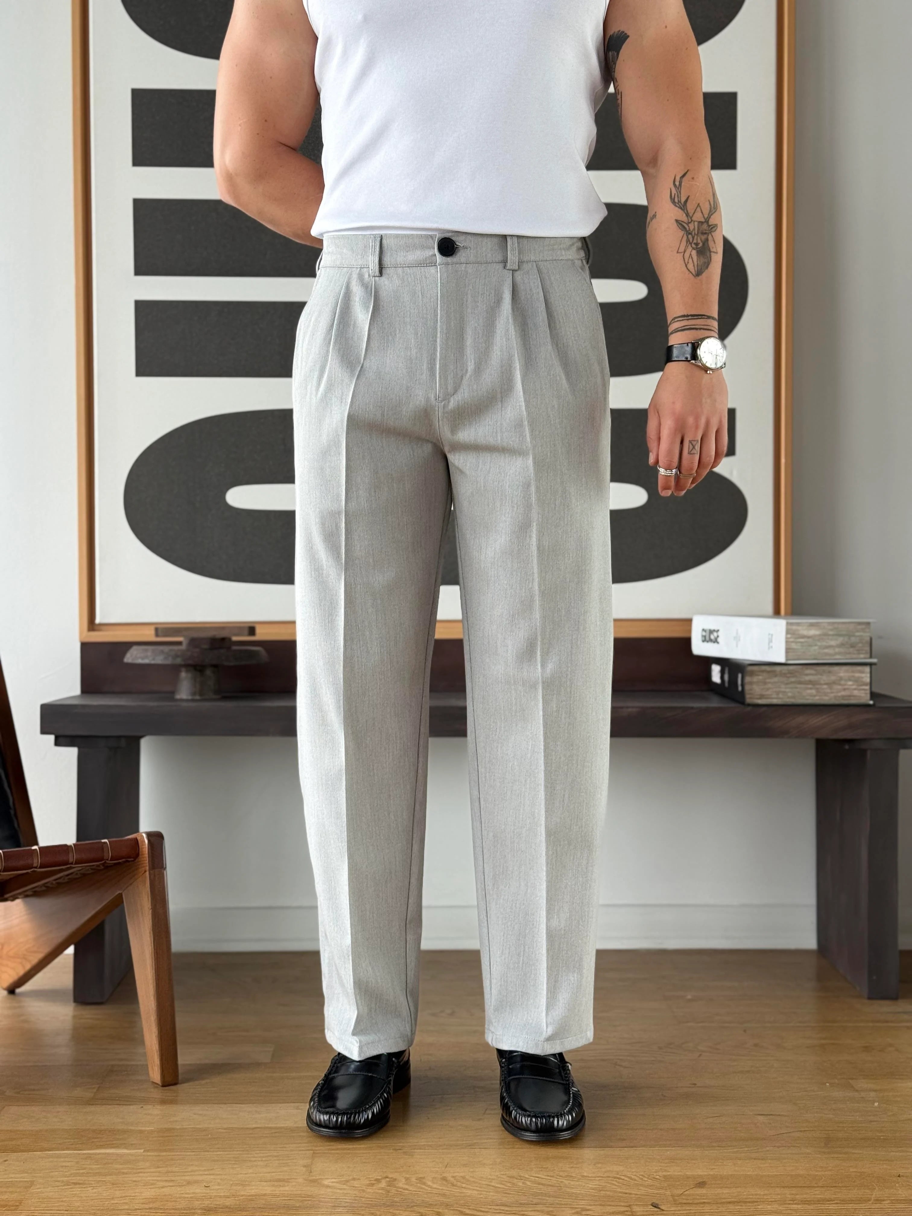 Tapered Wide Leg Trousers