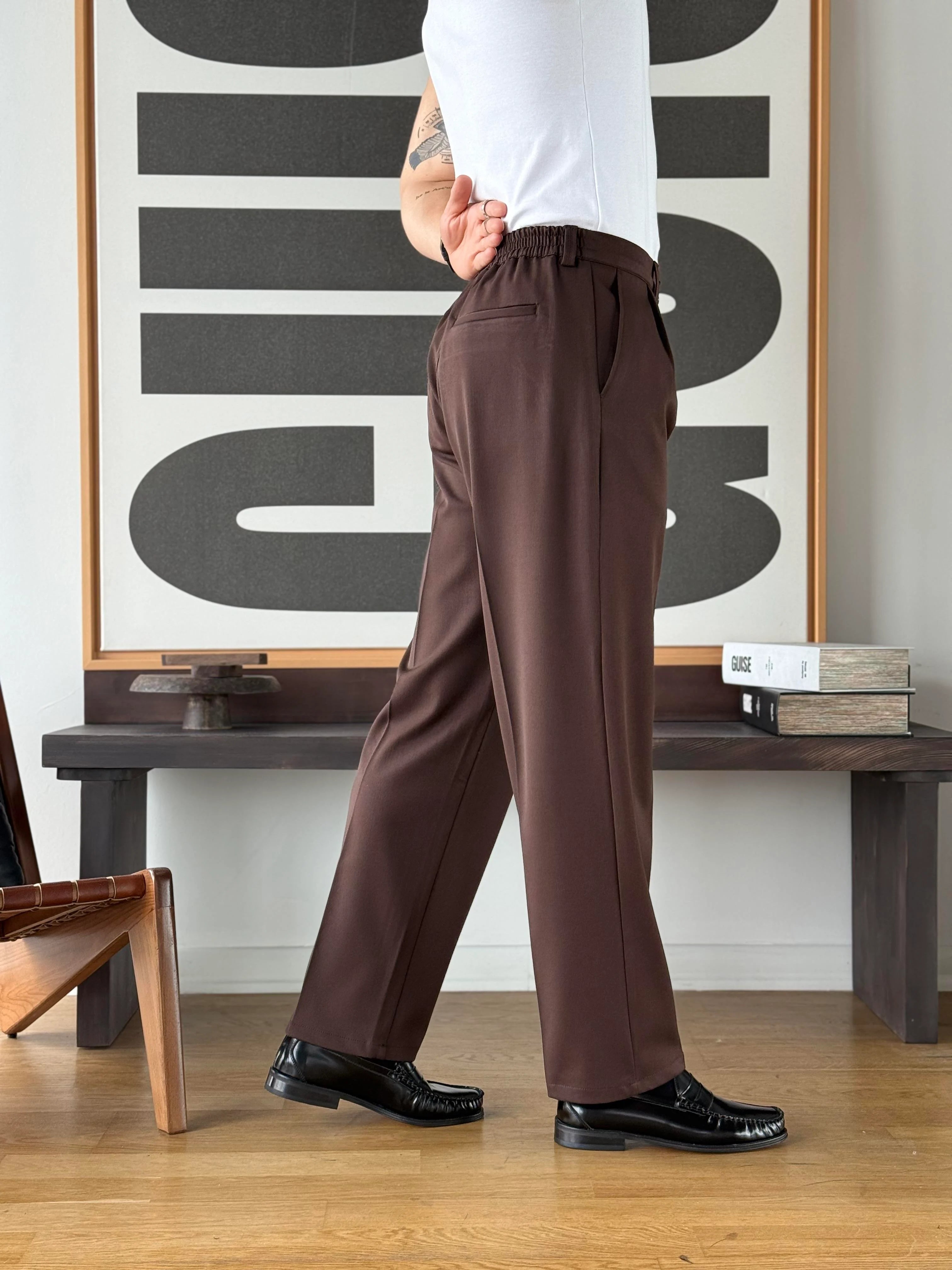 Tapered Wide Leg Trousers