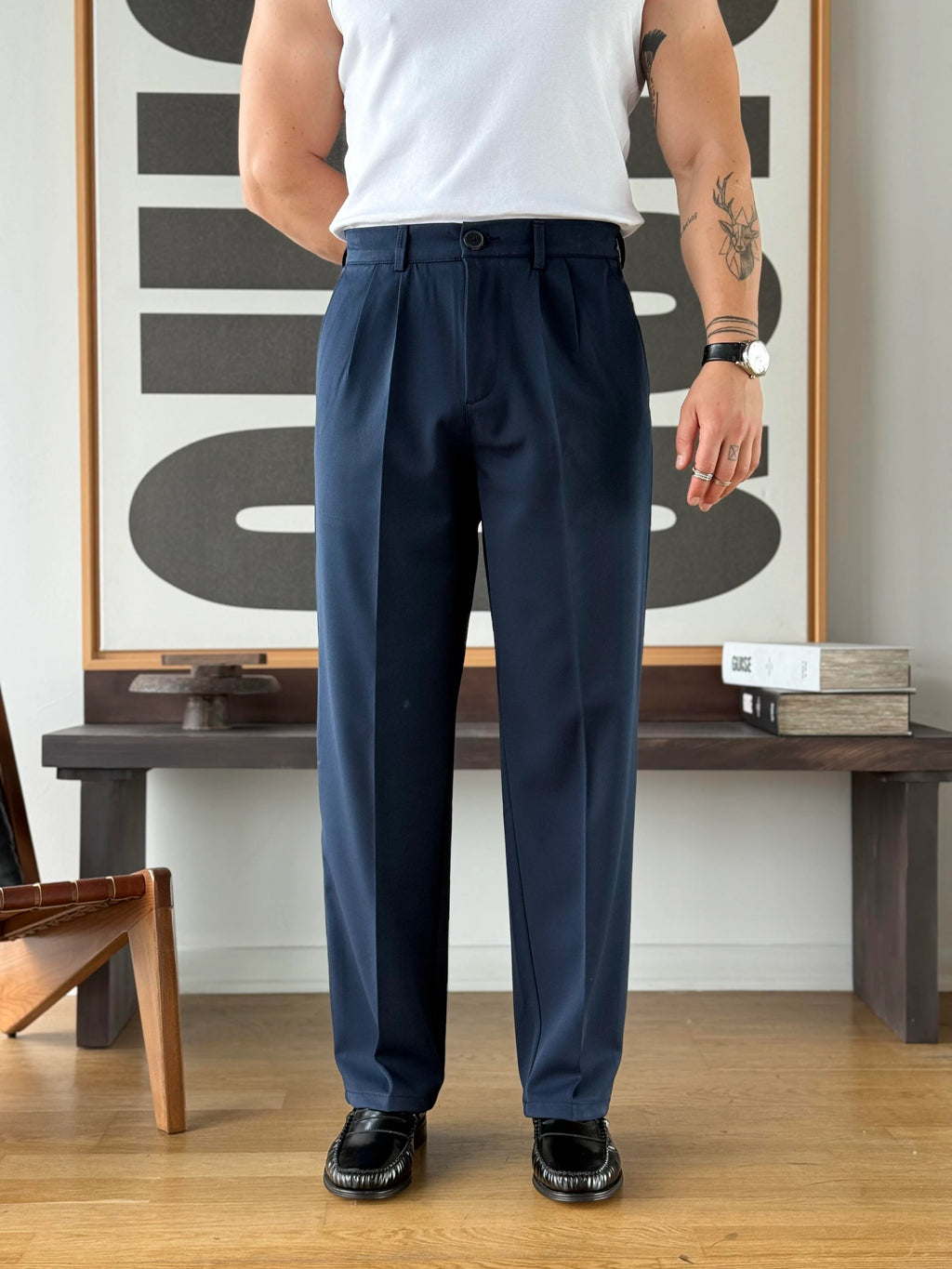 Tapered Wide Leg Trousers