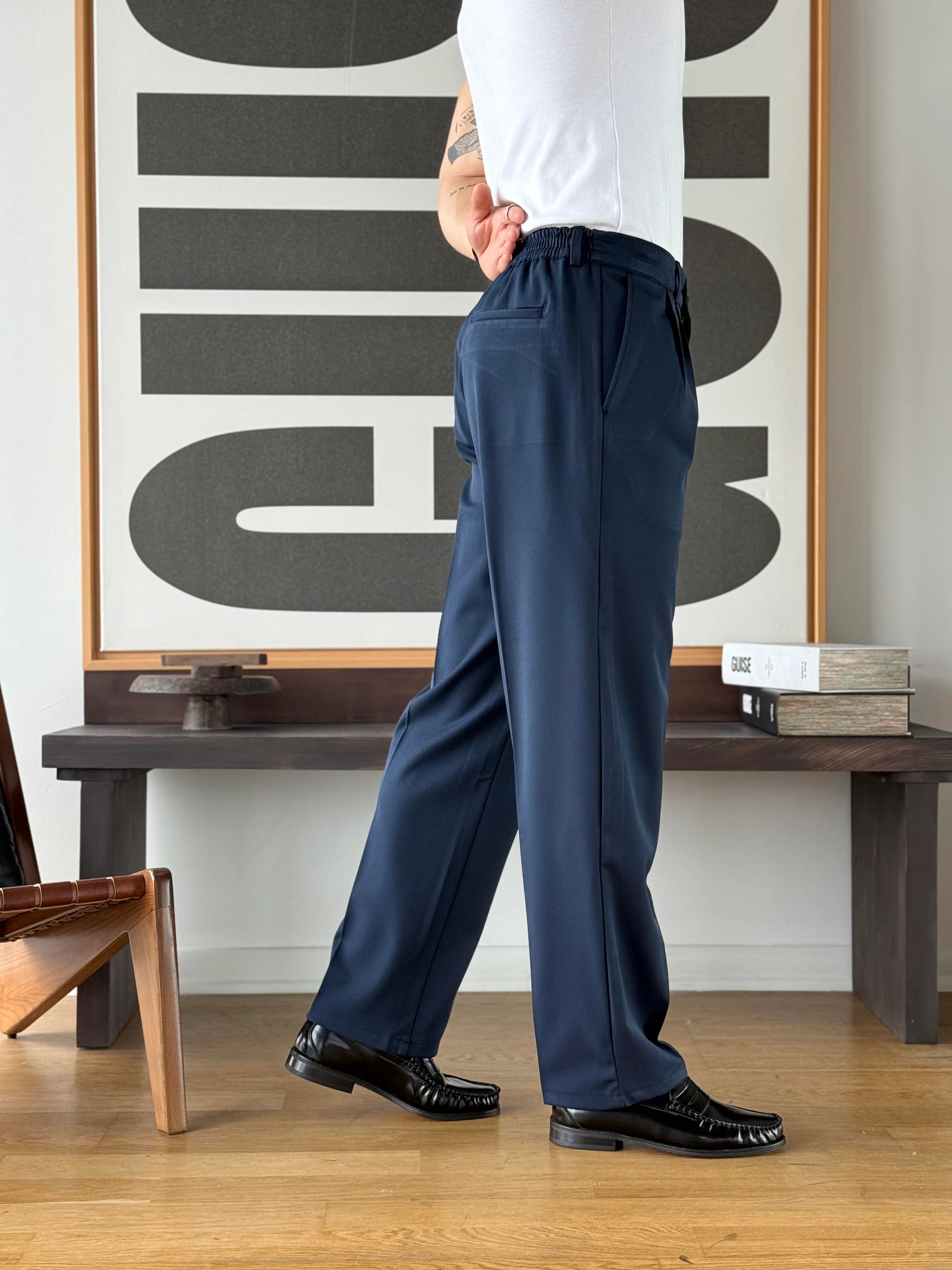 Tapered Wide Leg Trousers