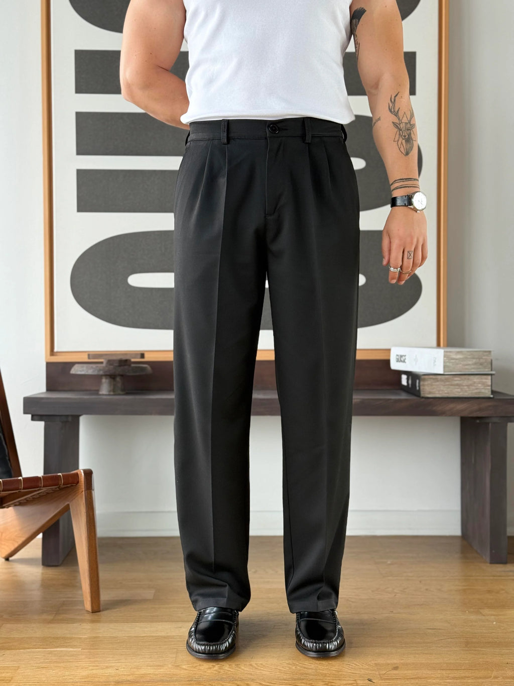 Tapered Wide Leg Trousers