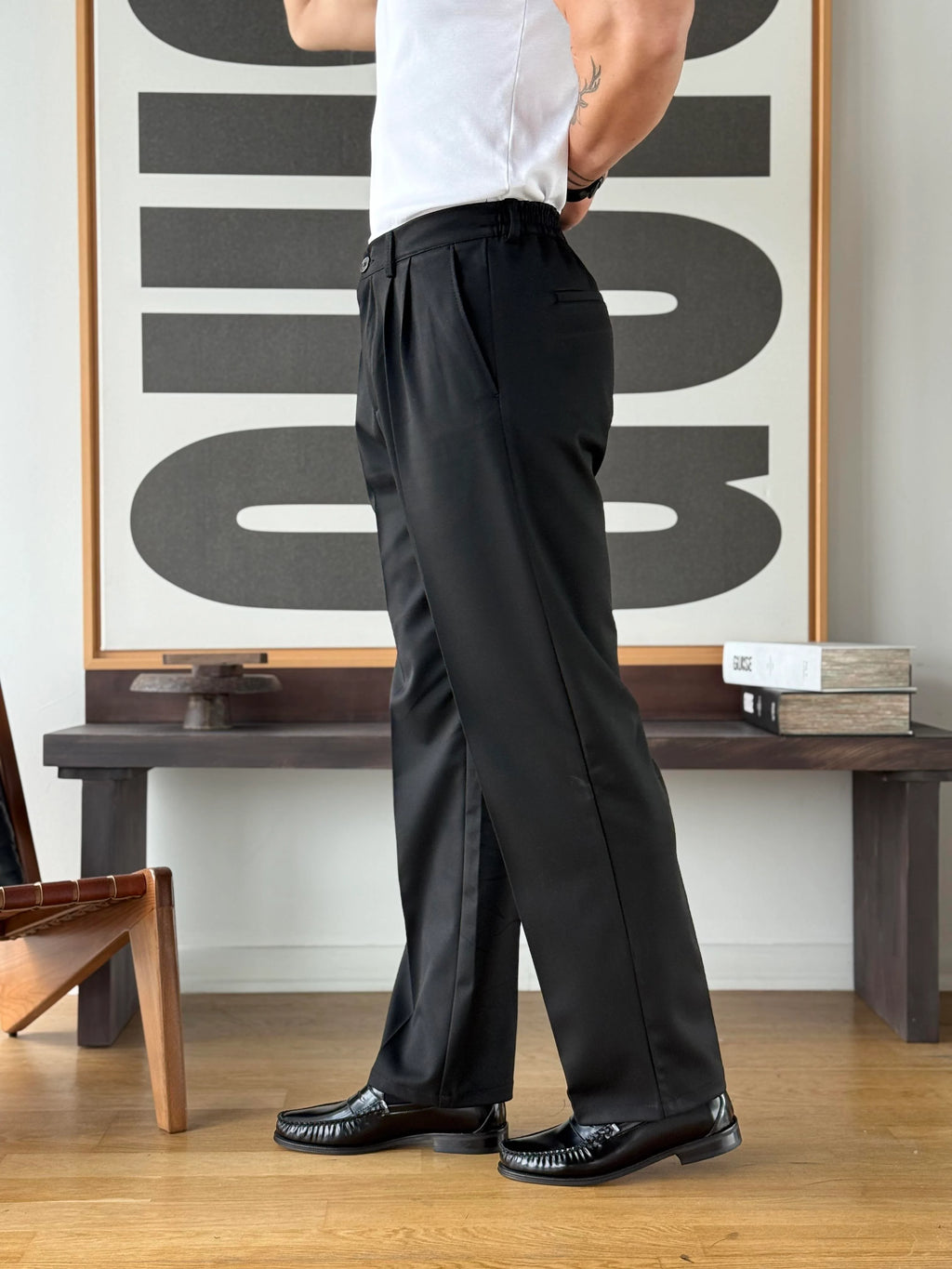Tapered Wide Leg Trousers