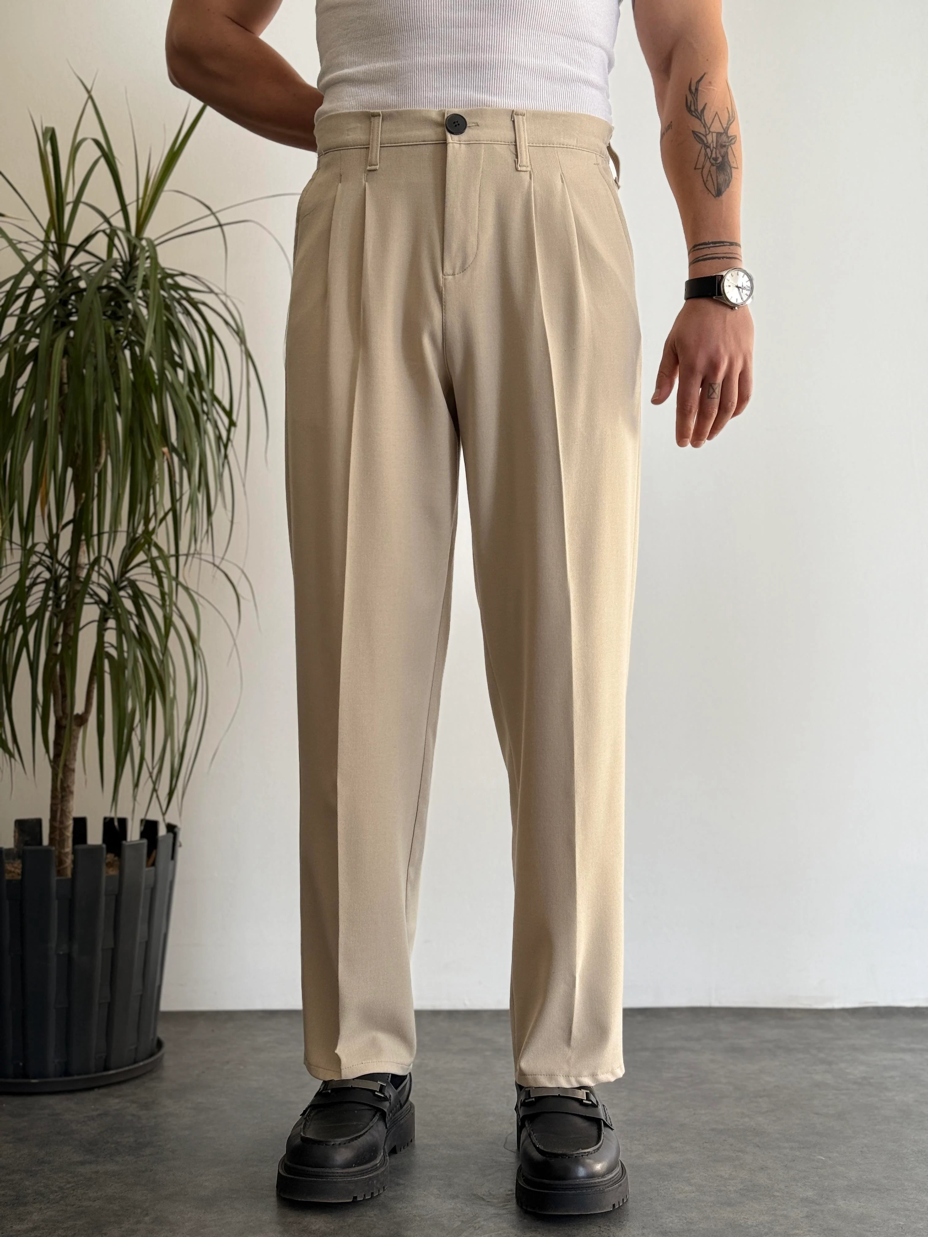 Comfort-Waist Pleated Trousers