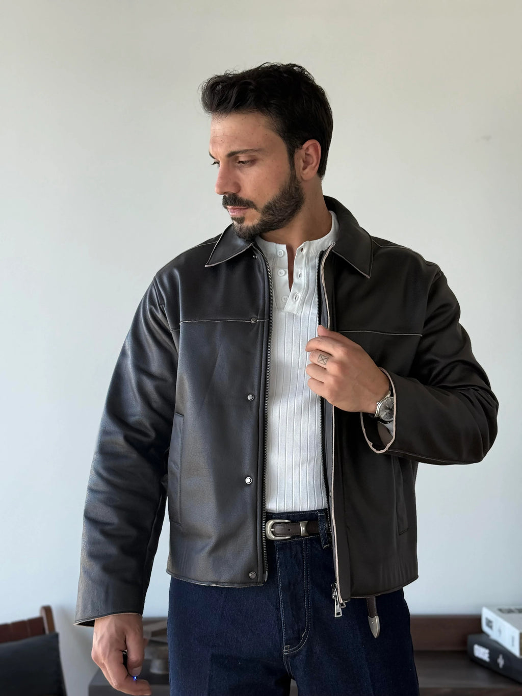 Zaur Minimalist Leather Blouson